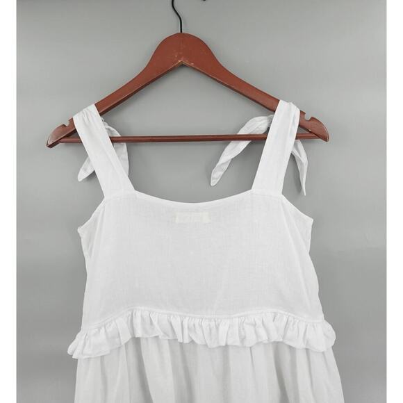 MORTON MAC Elsied Dress Womens Small White Linen Tiered Flattering Australia - Picture 8 of 15